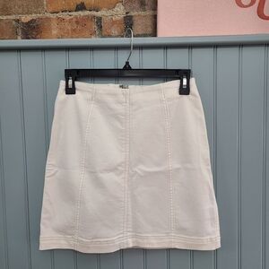 Free People Stretchy White Denim Mini Skirt Size 6